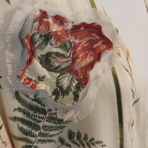 3501 Size XL Yellow and Green Long Length Duster Made from Linen  Tablecloth. - Picture 7 of 8